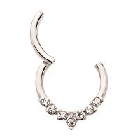 CZ Silvertone Leaf Hinged Septum Ring