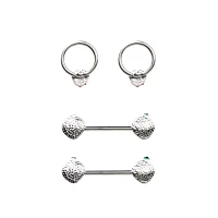 Multi-Pack Strawberry Captive Rings and Nipple Barbells 2 Pair - 14 Gauge