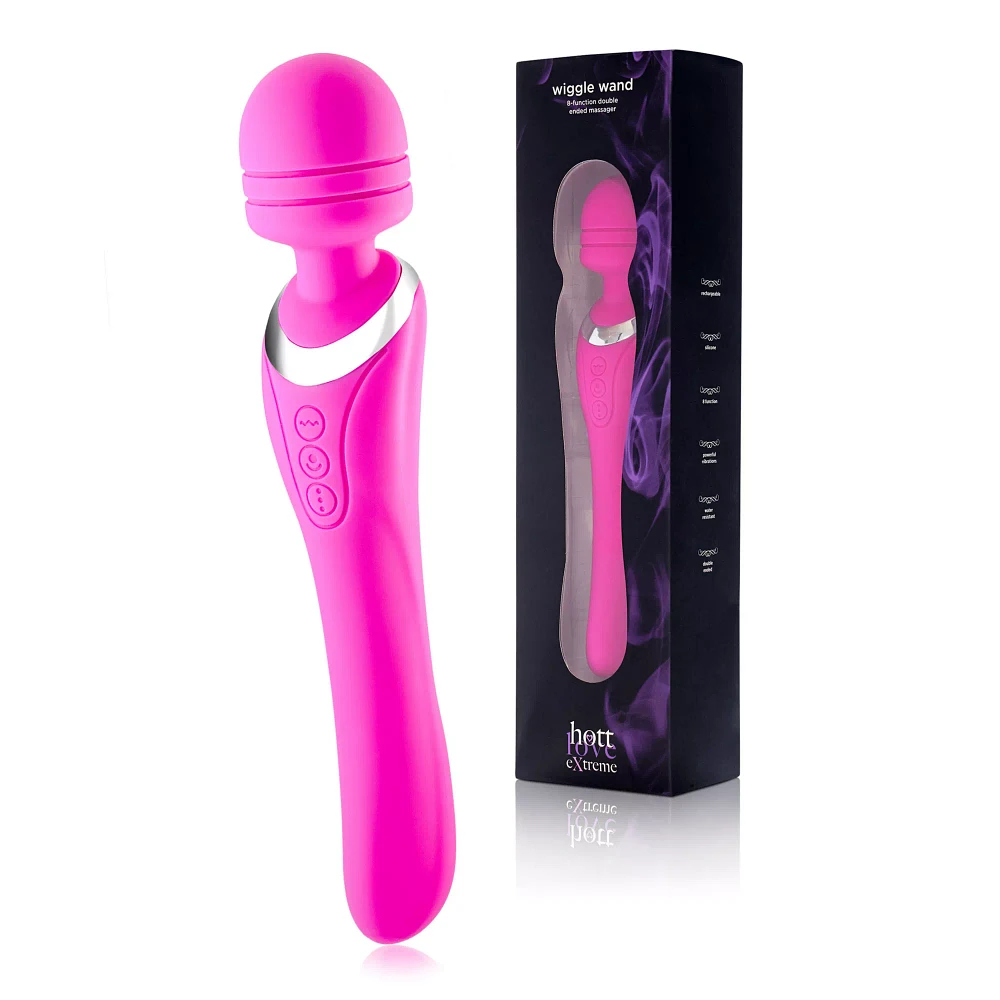 Pink Wiggle Wand Double-Ended Rechargeable Massager 9.2 Inch - Hott Love Extreme