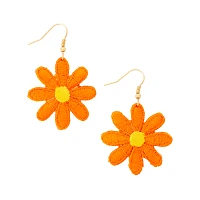Orange Daisy Dangle Earrings