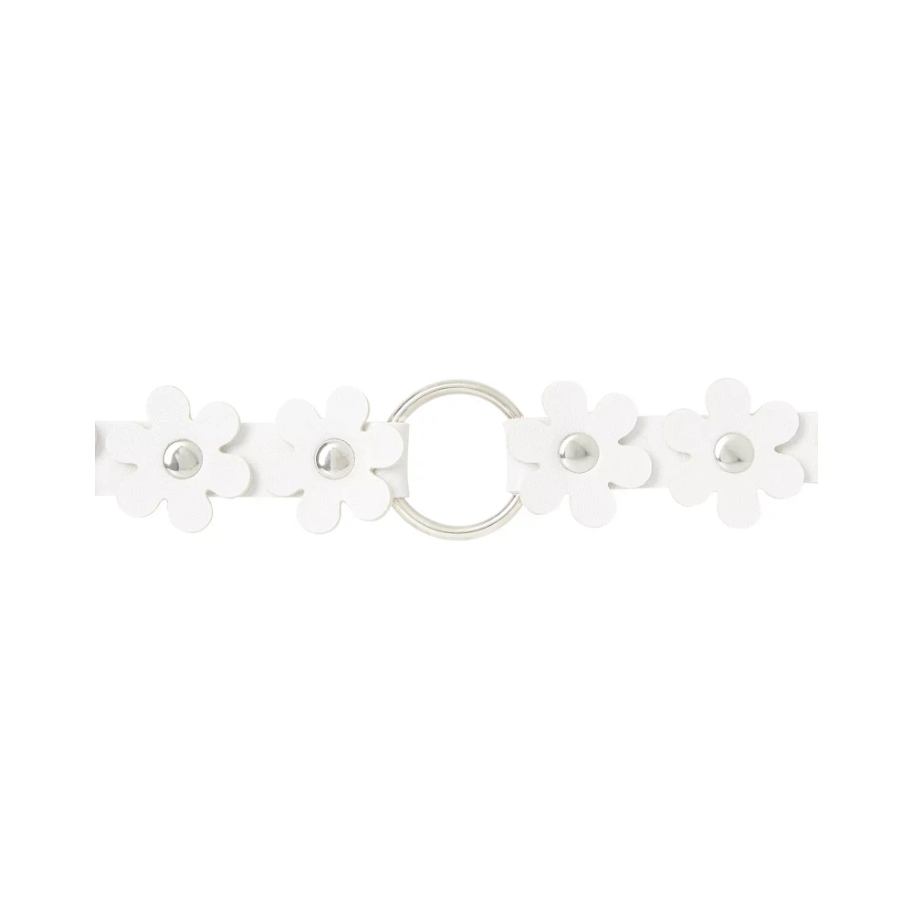White Daisy Bondage Collar and Leash - Pleasure Bound