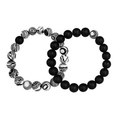 Black and White Swirl Long Distance Bracelets - 2 Pack