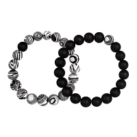 Black and White Swirl Long Distance Bracelets - 2 Pack