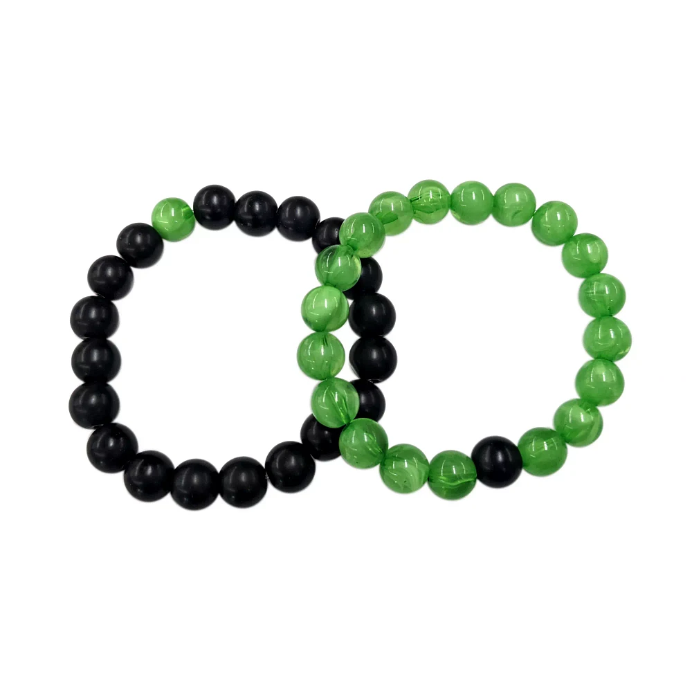 Multi-Pack Black and Green Beaded Bracelets - 2 Pack