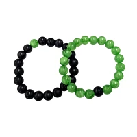 Multi-Pack Black and Green Beaded Bracelets - 2 Pack
