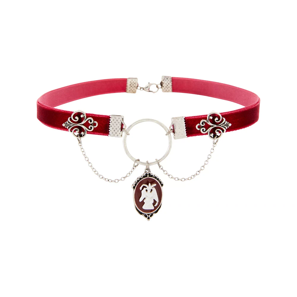 Red Baphomet Pendant Choker Necklace