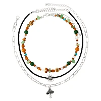 Multi-Pack Cord Chain Bead Sun Mushroom Necklace - 3 Pack