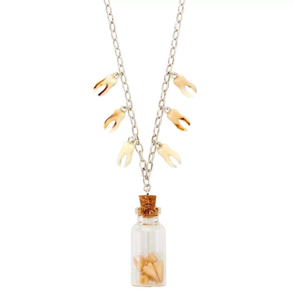Tooth Charm and Jar Necklace