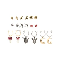Multi-Pack Ladybug Mushroom and Fairy Earrings - 9 Pair