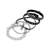 Multi-Pack Black Studded Bracelets - 5 Pack