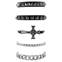 Multi-Pack Black Studded Bracelets - 5 Pack