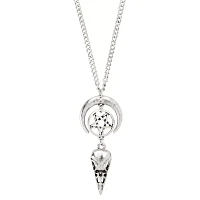 Crescent Raven Skull Chain Necklace