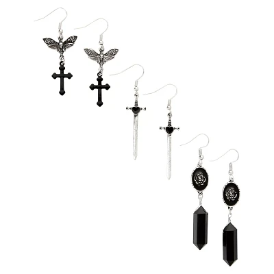 Multi-Pack Sword and Stone Dangle Earrings- 3 Pair