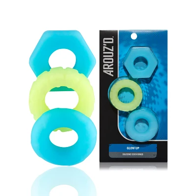 Glow Up Glow in the Dark Cock Rings 3 Pack - Arouz'd