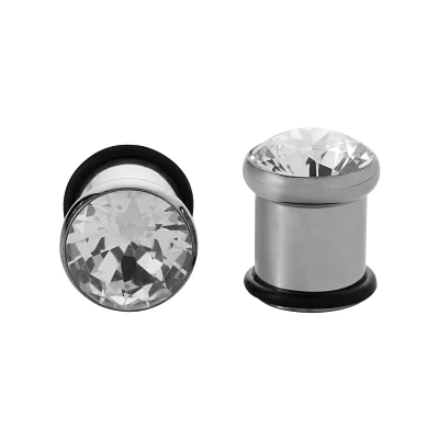 CZ Silvertone Titanium Plugs