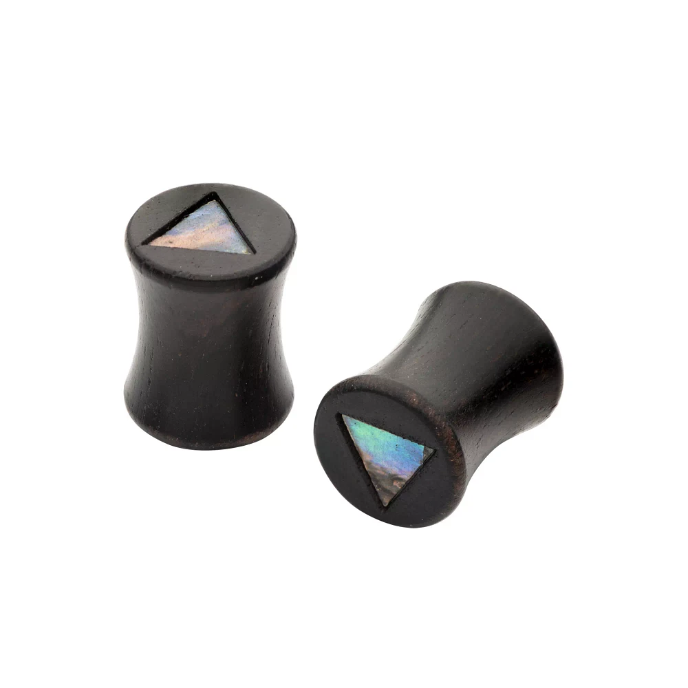 Black and Blue Triangle Wooden Plugs