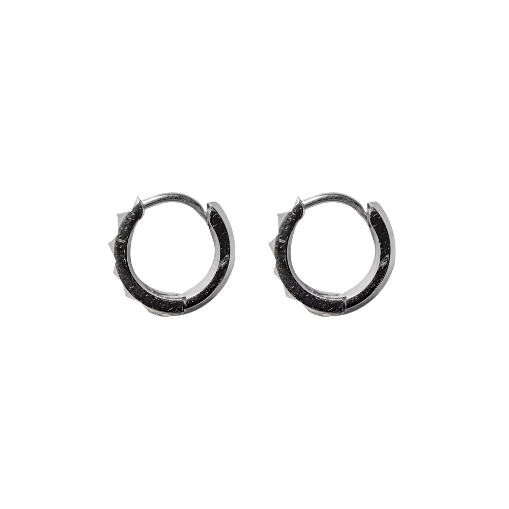 Pyramid Stud Huggie Hoop Earrings- 18 Gauge