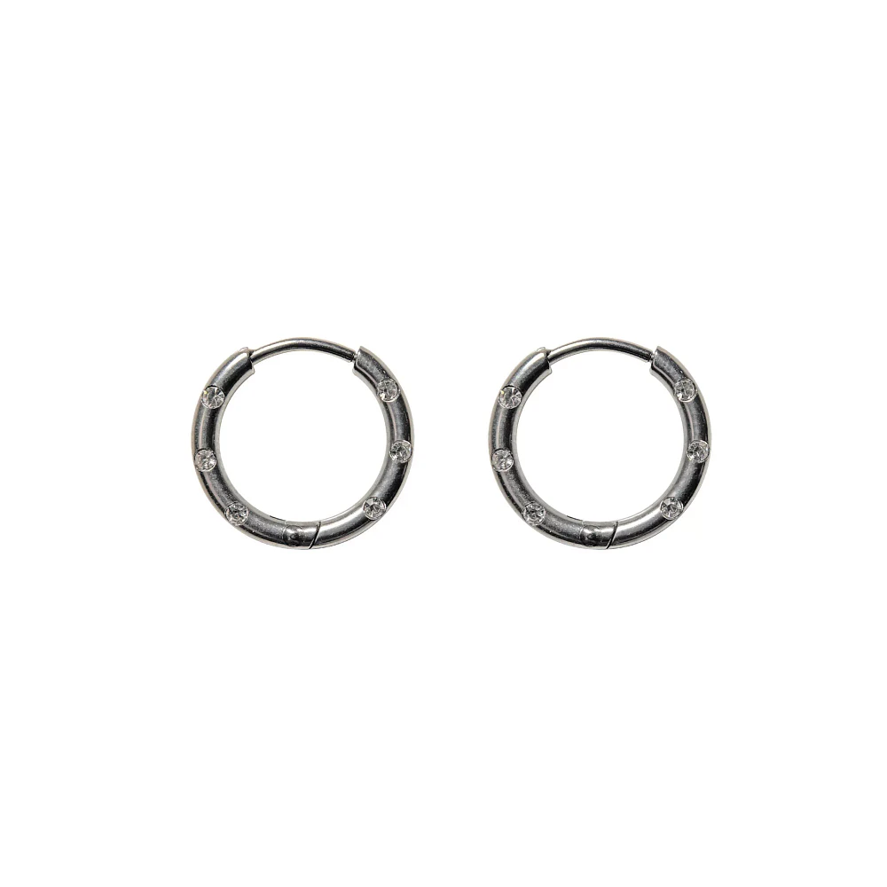 Silver-Plated CZ Hoop Earrings- 18 Gauge
