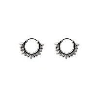 Silvertone Spike Hoop Earrings