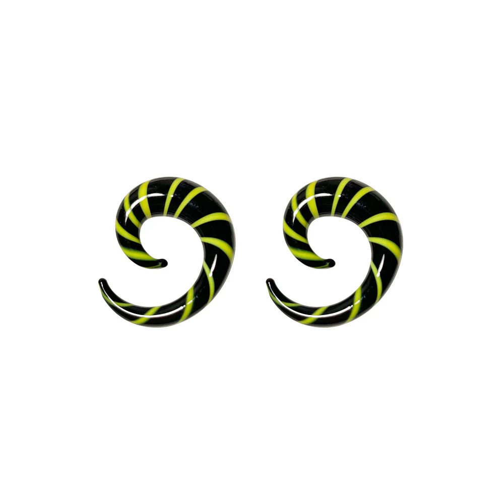 Black Glass Spiral Tapers- 00G