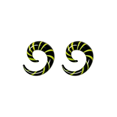 Black Glass Spiral Tapers- 00G