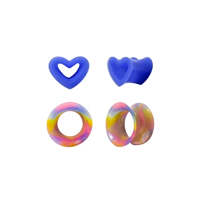 Multi-Pack Heart Swirl Tunnel Plugs- 2 Pair