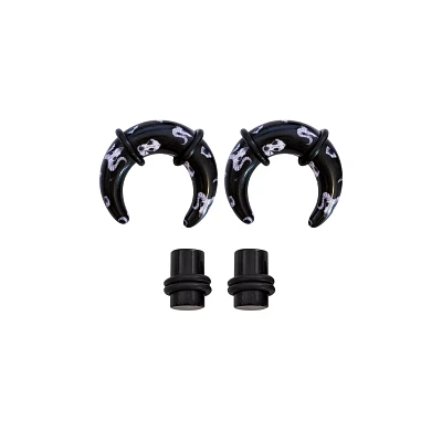 Multi-Pack Acrylic Black Goat Skull Plugs and Pinchers - 2 Pairs