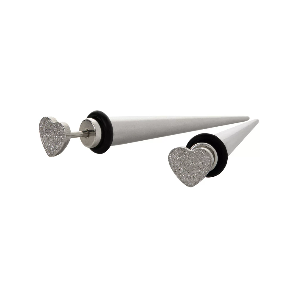 Sandblast Heart Fake Tapers - 18 Gauge