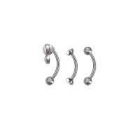 Multi-Pack White CZ Gem Curved Barbells 3 Pack - 16 Gauge