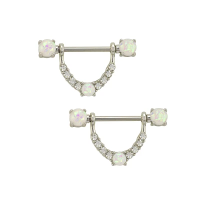 CZ and Opal-Effect Nipple Shields - 14 Gauge
