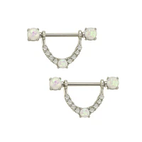 CZ and Opal-Effect Nipple Shields - 14 Gauge