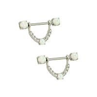 CZ and Opal-Effect Nipple Shields - 14 Gauge