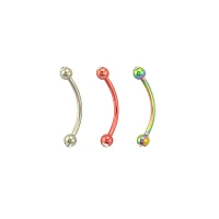 Multi-Pack CZ Red and Oil Slick Curved Barbells 3 Pack - 16 Gauge