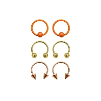 Multi-Pack Orange Horseshoe Rings 6 Pack - 16 Gauge