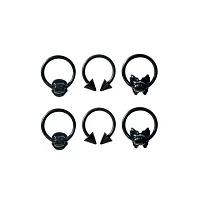 Multi-Pack Black Butterfly Horseshoe Rings 6 Pack - 16 Gauge