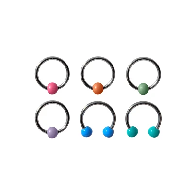 Multi-Pack Pastel Horseshoe Rings 6 Pack - 16 Gauge