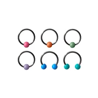 Multi-Pack Pastel Horseshoe Rings 6 Pack - 16 Gauge