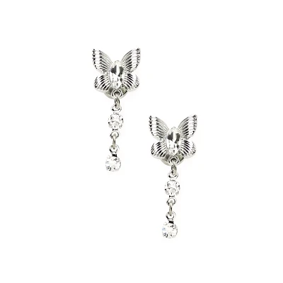 CZ Butterfly Dangle Fake Plugs - 18 Gauge