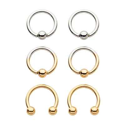 Multi-Pack Gold Plated Ombre Earrings 6 Pack- 16 Gauge