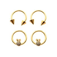 Pineapple Horseshoe Rings 4 Pack - 16 Gauge