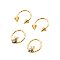 Pineapple Horseshoe Rings 4 Pack - 16 Gauge