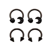 Multi-Pack Black Moon Horseshoe Rings 2 Pair - 16 Gauge