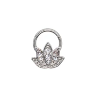 CZ Lotus Hinged Septum Ring - 16 Gauge
