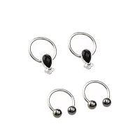 Multi-Pack Black Teardrop Septum Rings 4 Pack- 16 Gauge