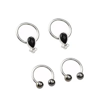 Multi-Pack Black Teardrop Septum Rings 4 Pack- 16 Gauge