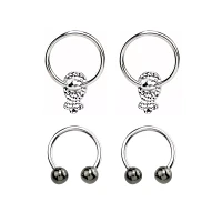 Multi-Pack Black Teardrop Septum Rings 4 Pack- 16 Gauge