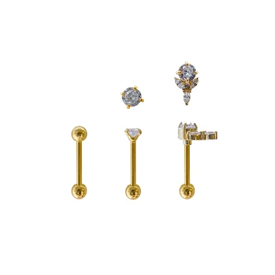 Multi-Pack CZ Bee Cartilage Earrings 3 Pack - 18 Gauge