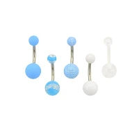 Multi-Pack Light Blue Belly Rings 5 Pack - 14 Gauge