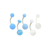 Multi-Pack Light Blue Belly Rings 5 Pack - 14 Gauge