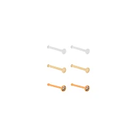 Multi-Pack CZ Orange Bioflex Bone Nose Rings 6 Pack - 20 Gauge